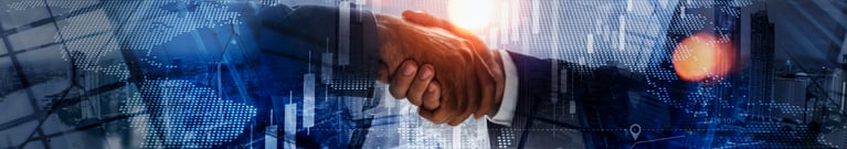Business men shaking hands with an abstract background