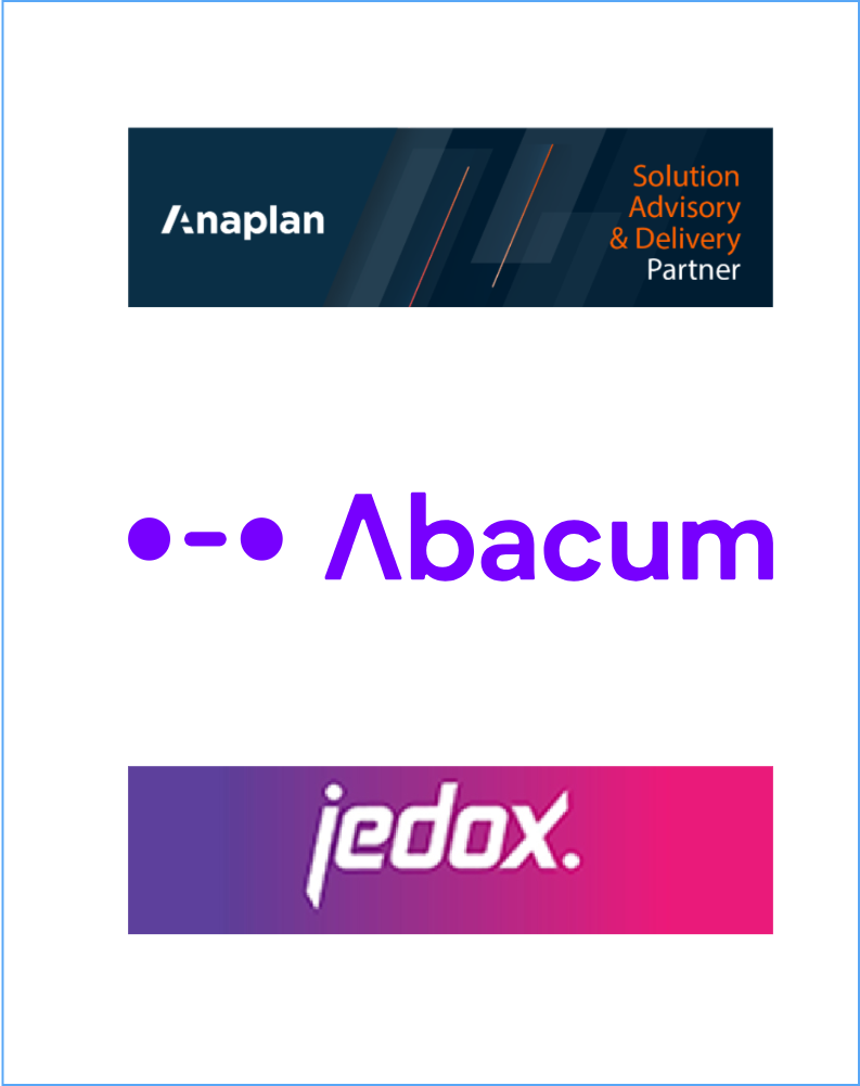Anaplan, Abacum and Jedox Partner Logo's