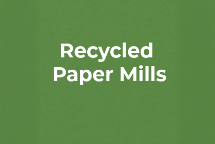 Green tile with the words - Recycled Paper Mills
